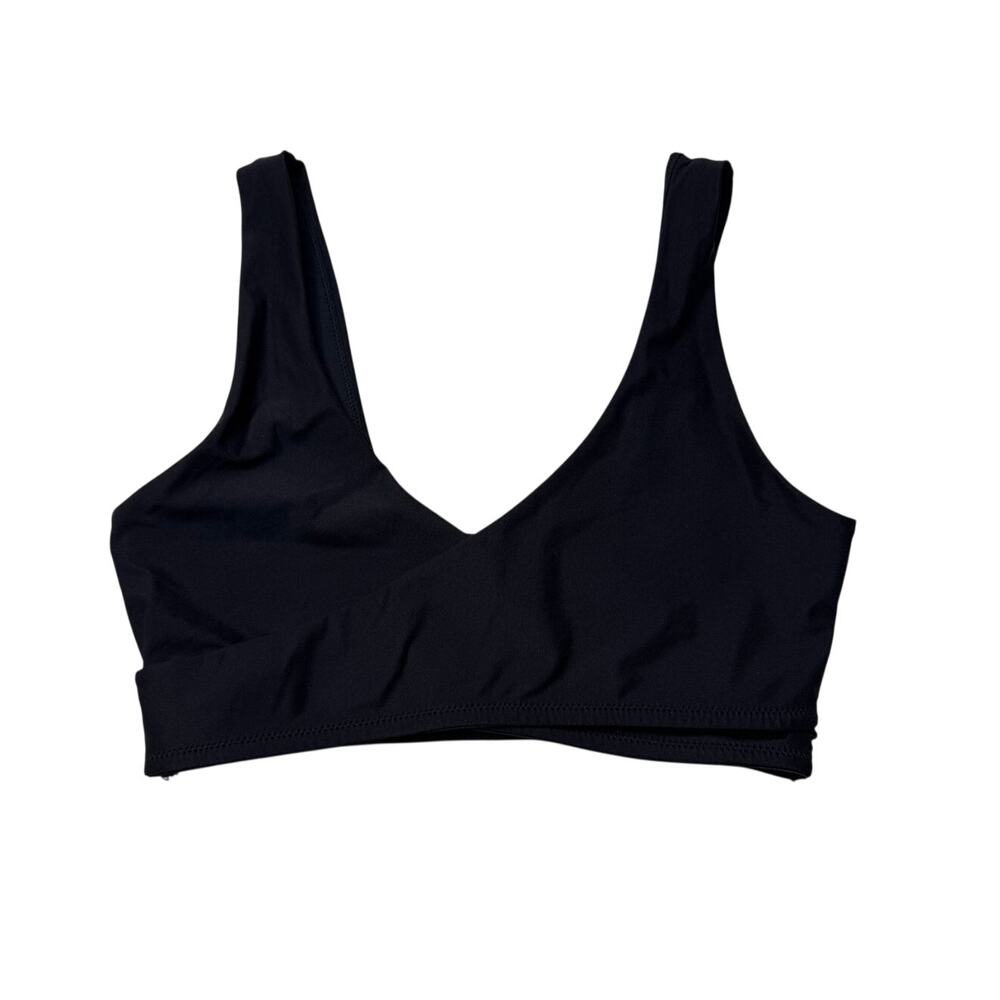 Fabletics Black V Neck Low Impact Sports Bra Bralette Grip Band S M
